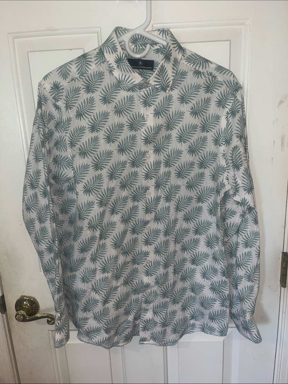 Hart Schaffner Marx Palm Print Button-Down Shirt – Men’s Medium